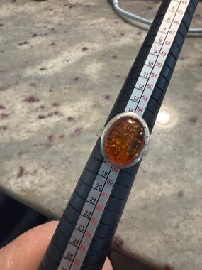 Sterling silver amber ring size 8